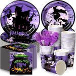 Sliner 180 Pcs Halloween Party Supplies Plates Napkins