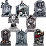 Blulu 8 Pieces Tombstone Yard Sign Halloween Sign