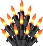 HEYFUNi Orange Halloween Lights,13ft 50-Count