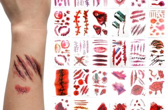 10 Sheets Halloween Zombie Scar Temporary Tattoos，10pcs