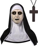 Halloween Scary Nun Mask with Headgear and Cross
