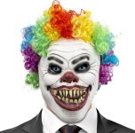 PartyHop Clown Mask with Wig Moving Jaw Latex Full Head