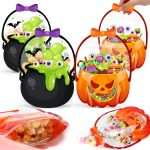 Fuutreo 50 Pcs Halloween Bags Plastic Halloween Goodie
