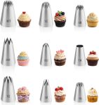 9PCS Large Piping Tips Set, Stainless Steel Cake