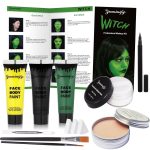 Green Witch Makeup Kit,Elphaba Costume Face Paint,Black