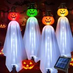 Homeleo Set of 4 Solar Pumpkin Ghost Lights for