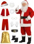 Santa Claus Costume for Men, 10pcs Professional