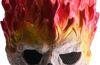 Flame Skull Halloween Mask - Realistic Latex Full Head