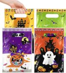 Jexila 50 Pack Halloween Goodie Treat Bags with Handles