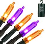 LYHOPE Orange Purple Halloween Lights Indoor, 33ft 100