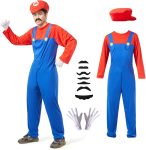 Halloween Costume Men Adult,Plumber Jumpsuit Cosplay