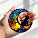 Black Cat Adhesive Shaped Acrylic Decoration, Suitable