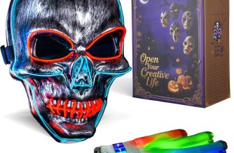 LED Mask,Halloween Costumes LED Gloves Set,Scary