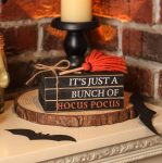 Halloween Wood Book Stack, Hocus Pocus Mini Faux Books