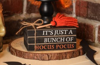 Halloween Wood Book Stack, Hocus Pocus Mini Faux Books