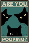 Funny Black Cat Wall Art - "Are You Pooping?" Vintage