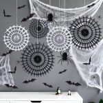SUNBEAUTY Halloween Decor Indoor, Spider Webs & Bats