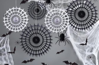 SUNBEAUTY Halloween Decor Indoor, Spider Webs & Bats