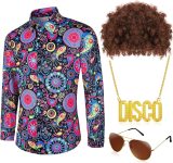 Mepase 4 Pcs Halloween Mens Disco Costume 70s Outfits