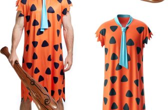 Halloween Men's Costume Adult Caveman Outfit, Orange &