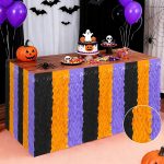 Halloween Table Skirts Decor, 2 Pack Black Orange