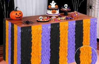 Halloween Table Skirts Decor, 2 Pack Black Orange
