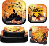 Halloween Paper Plates and Napkins, Service 25 Square