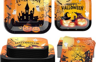 Halloween Paper Plates and Napkins, Service 25 Square