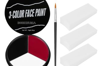 Black White Red Face Paint + 3PC Sponge + Brush,