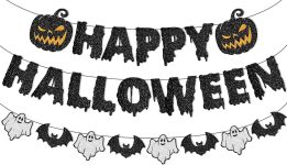 Happy Halloween Banner Hanging Paper Garland Bunting