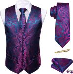 Barry.Wang Mens Suit Vest Paisley/Flower Silk Jacquard