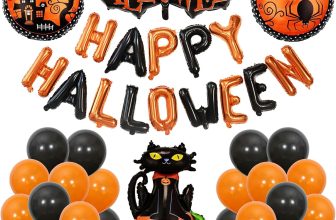 47pcs Happy Halloween Balloons Banner, Black Orange