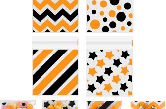 100 PCS Black Orange Polka Dots Star Stripe Cellophane
