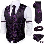 Barry.Wang Mens Silk Lapel/Shawl Collar Vest Tie Sleeve
