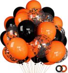 68Pcs Black and Orange Balloons, 12 inch Orange Black