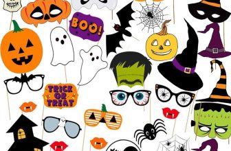 Halloween Photo Booth Props Kit, 34 Pieces DIY Vintage
