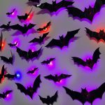 2025 New Halloween 3D Lighted Bats, LED Purple Lighted