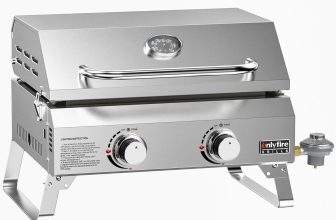 Tabletop Gas Griddle with Lid & Foldable Legs, 2-Burner