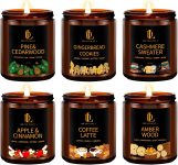 Winter Candle Set, 6 Pack Soy Candles for Home, Holiday