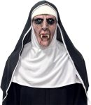 NTSWZYS Adult Full Head Realistic Evil Nun Mask with