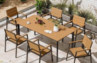 Patio Table and Chairs Set, 7 Piece Outdoor Dining Set