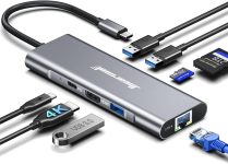 Hiearcool USB C Hub Ethernet 8-in-1, 4K@60Hz USB-C to