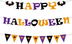 Happy Halloween Banner with Pumpkin Sign Paper Triangle