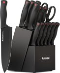 Astercook 15 Piece Knife Set with Sharpener Block -