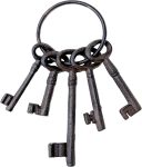 5 Pieces Vintage Skeleton Keys Set, Rustic Cast Iron