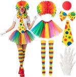 7Pcs Clown Costume Set for Women Circus Outfit Rainbow