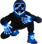 3 Set Halloween LED Mask Light Up Gloves and Glow