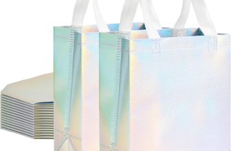 RACETOP 15 Pcs Iridescent Glossy Gift Bags Medium Size,