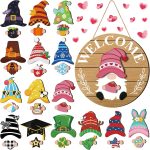 Qunclay Interchangeable Wooden Gnome Decor Holiday