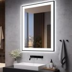 28x36 LED Bathroom Mirror for Wall -Black Aluminum